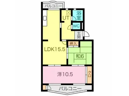 プラザフェニックス千鳥ヶ丘(2LDK/3階)の間取り写真