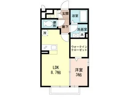 ピュールソレイユ(1LDK/2階)の間取り写真