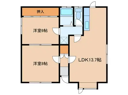鍛治1丁目30番1棟2戸(2LDK/1階)の間取り写真