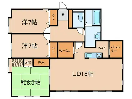 ミオパエーゼ八事(3LDK/1階)の間取り写真