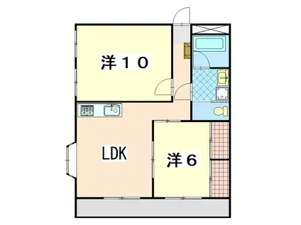 石島城山マンション(2LDK/1階)の間取り写真