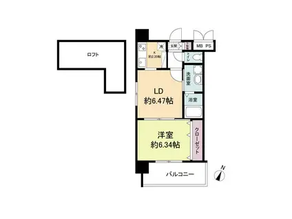 レジディア天神(1LDK/6階)の間取り写真