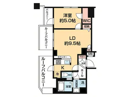 AZEST千鳥町(1LDK/5階)の間取り写真