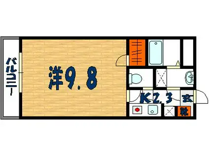 ヴィラサクライ(1K/3階)の間取り写真