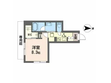 ウエストハイツ(1K/1階)の間取り写真