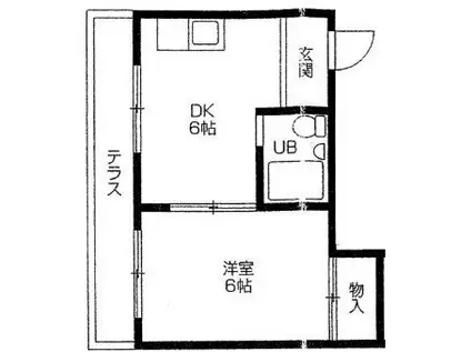 リバティハイツ(ワンルーム/2階)の間取り写真