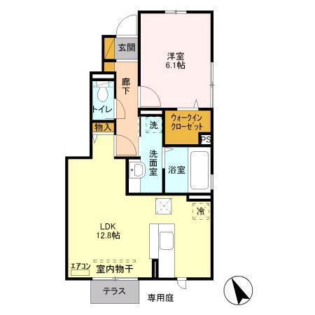ＪＲ内房線 君津駅 徒歩19分 2階建 築14年(1LDK/1階)の間取り写真