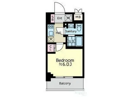 プルミエ武蔵小山(1K/6階)の間取り写真