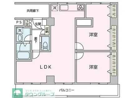 フェリス辰巳台(2LDK/3階)の間取り写真