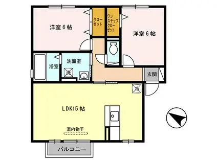サンハイム常吉(2LDK/2階)の間取り写真