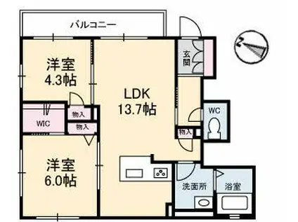 ヴィラ・セントラルA棟(2LDK/1階)の間取り写真