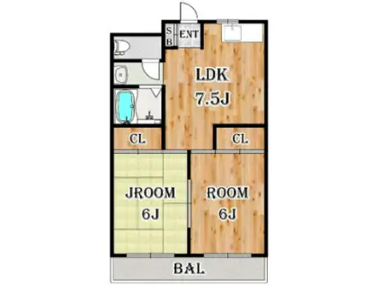 リアライズ元郷(2DK/3階)の間取り写真