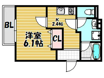 ALEGRIA住道 ノース(1K/3階)の間取り写真