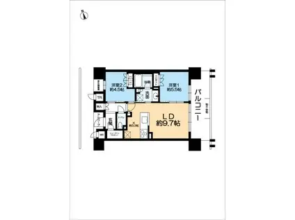 ローレルアイ高槻(2LDK/12階)の間取り写真