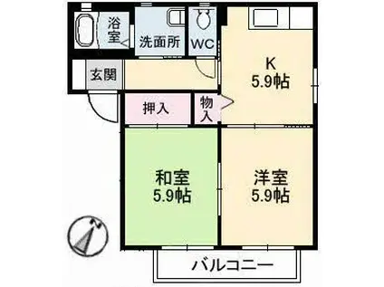 メゾン梅の木A棟(2K/2階)の間取り写真