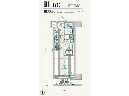 メインステージ元浅草III(1K/6階)の間取り写真