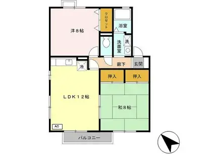 21番館 A棟(2LDK/2階)の間取り写真