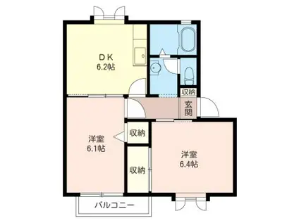 ルミエールA(2DK/1階)の間取り写真