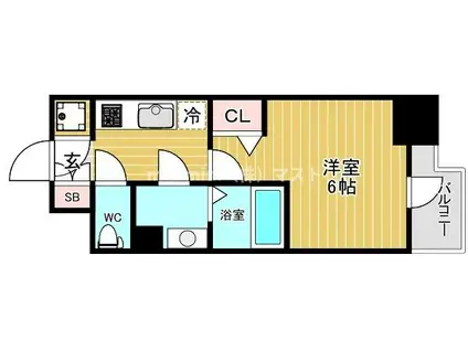 エスリード難波ALLURE(1K/4階)の間取り写真