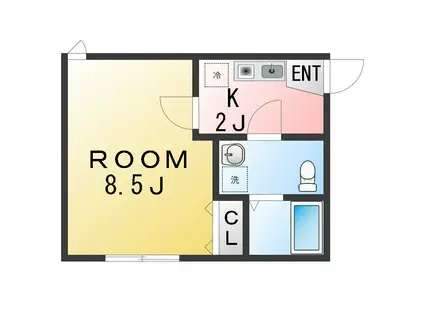 カノア上永谷(1K/1階)の間取り写真