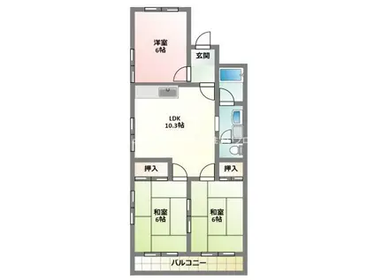 メゾンヒラク(3LDK/2階)の間取り写真