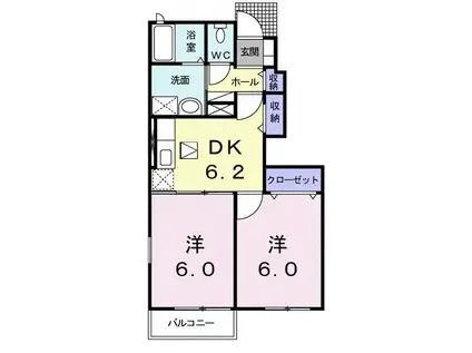 ネオ・ソレイユ(2DK/1階)の間取り写真