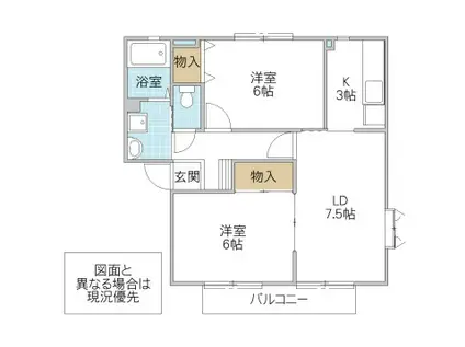 ロワジール(2LDK/2階)の間取り写真
