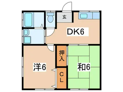 パールハイツ(2DK/1階)の間取り写真