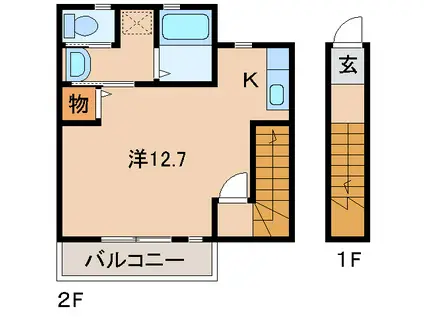 ユースフル(ワンルーム/2階)の間取り写真