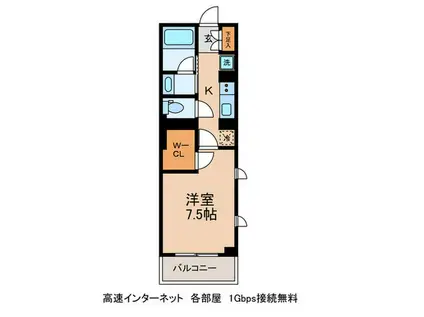 クリスタル三軒茶屋(1K/4階)の間取り写真