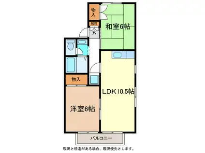 エステート古里(2LDK/1階)の間取り写真