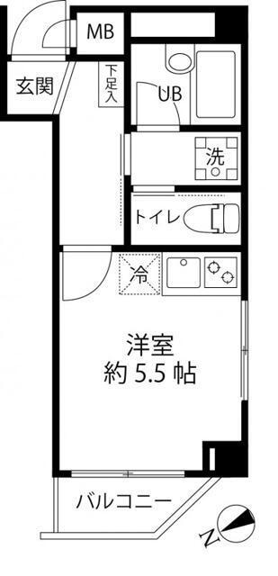 アーデンコート南砂(ワンルーム/4階)の間取り写真