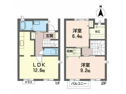カーサ パルモ(2LDK/1階)の間取り写真