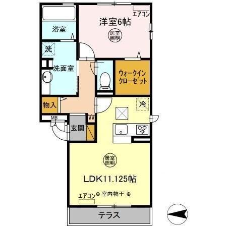 ブリランテA(1LDK/1階)の間取り写真
