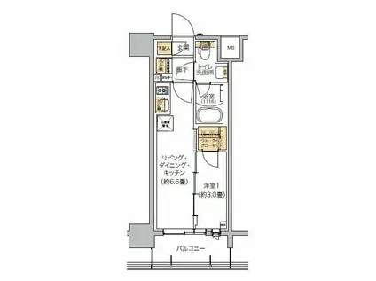 リビオメゾン芝浦(1DK/8階)の間取り写真