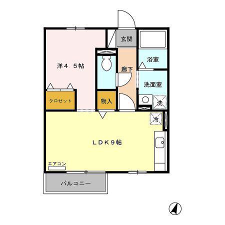 GLORY A棟(1LDK/2階)の間取り写真