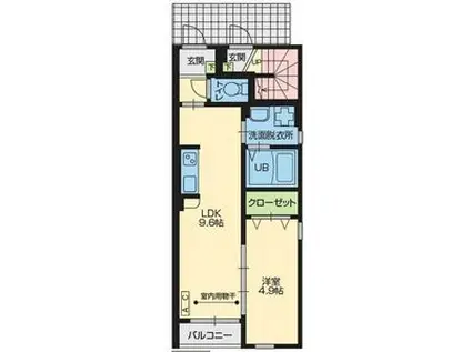 ランコントルVI(1LDK/1階)の間取り写真