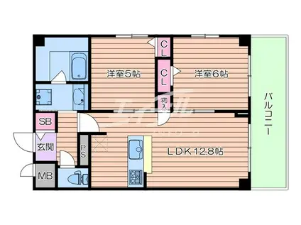 TMSノルド(2LDK/5階)の間取り写真
