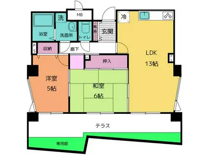 JUグランドマンションマキシム神水橋(2LDK/1階)の間取り写真