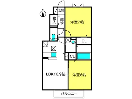 ステラポラーレ(2LDK/1階)の間取り写真