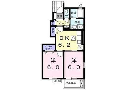 フレッサI(2DK/1階)の間取り写真