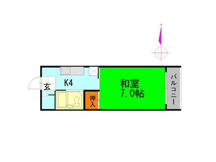 ベラカーサ二万堂(1K/3階)の間取り写真