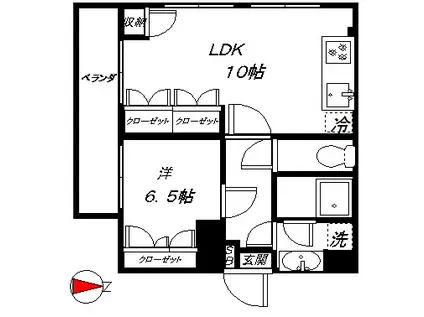 ライフパル中野(1LDK/2階)の間取り写真