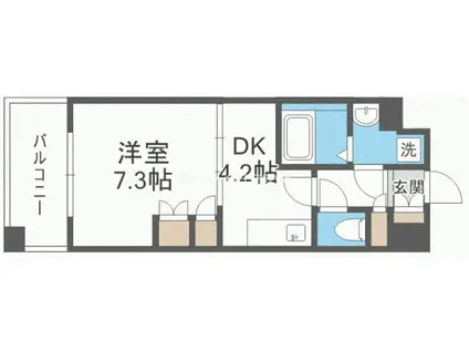 ポートヴィラ靭公園(1DK/2階)の間取り写真