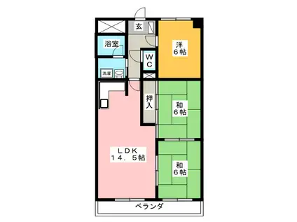 コーポ花みずき(3LDK/3階)の間取り写真