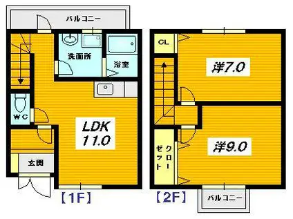 三浦アパート(2LDK/1階)の間取り写真