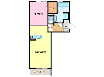 ブリーゼ A棟(1LDK/1階)の間取り写真