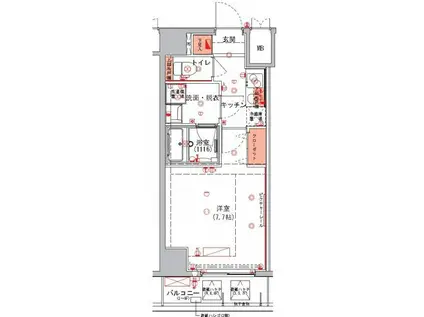 ハーモニーレジデンス東京イーストゲート(1K/8階)の間取り写真