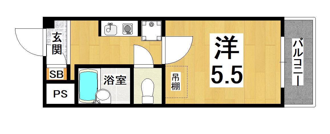 クリスタルカーサII(1K/2階)の間取り写真