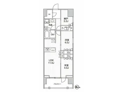 シーズンフラッツ押上フィオーレ(2SLDK/10階)の間取り写真